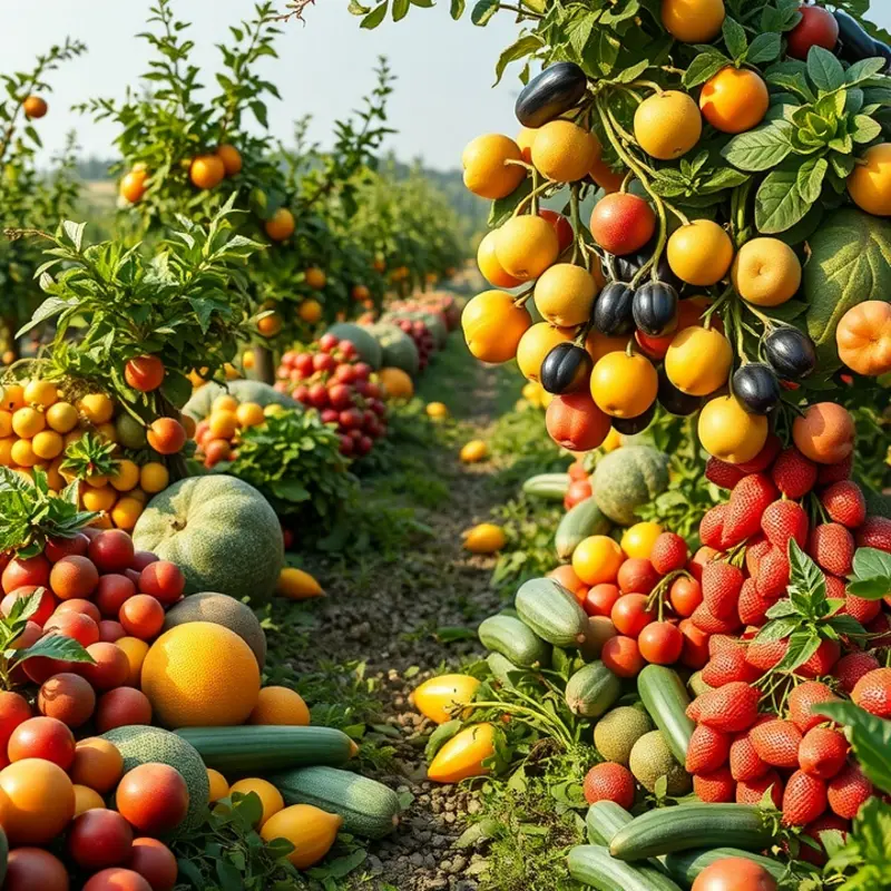 A lush field showcasing natural, vibrant produce in harmony with nature.