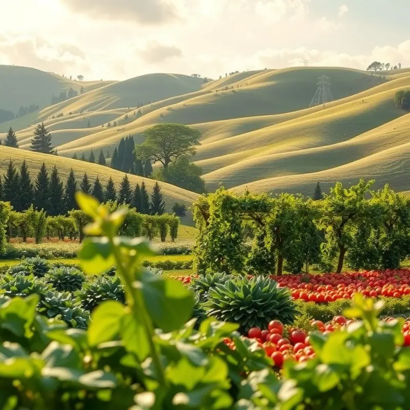 A sunlit orchard filled with fresh, vibrant produce.