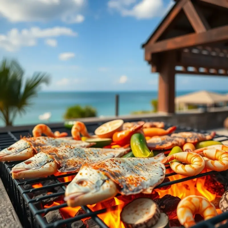 Vibrant seafood ingredients ready for grilling.