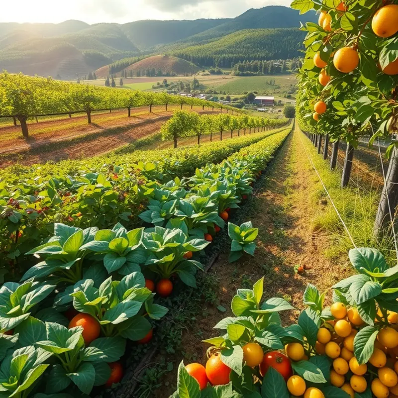 A serene landscape showcasing organic abundance, ideal for illustrating proper food management.