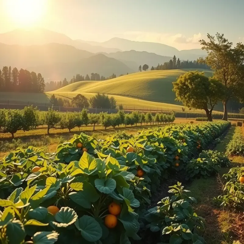 A sunlit field showcasing vibrant, organic produce.