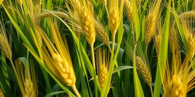 A vibrant and lush field of barley grass under soft sunlight, symbolizing health and wellness.