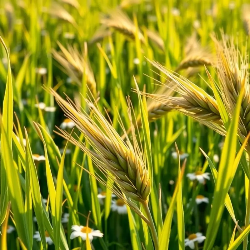 Lush barley grass flourishing in a serene sunlit field.