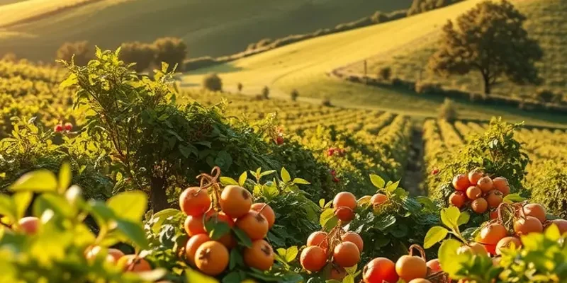 An expansive field showcasing vibrant organic fruits and vegetables, encapsulating the essence of healthy nutrition.