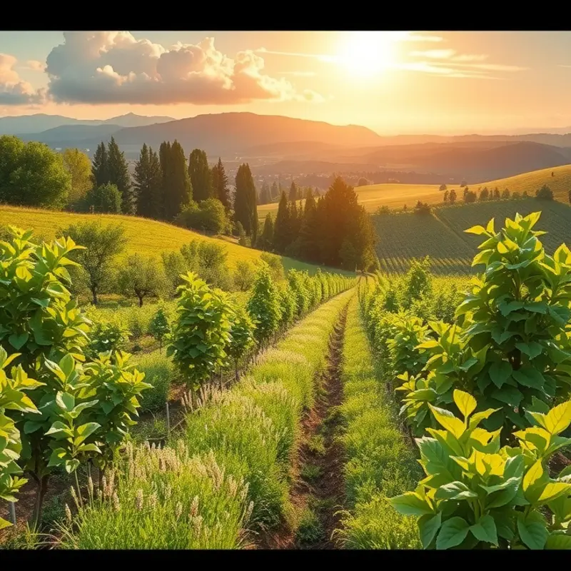 A sunlit field representing the organic nature of flaxseed oil production.
