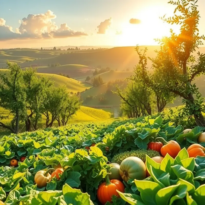 A vibrant sunlit field showcasing quinoa grains among lush greenery.