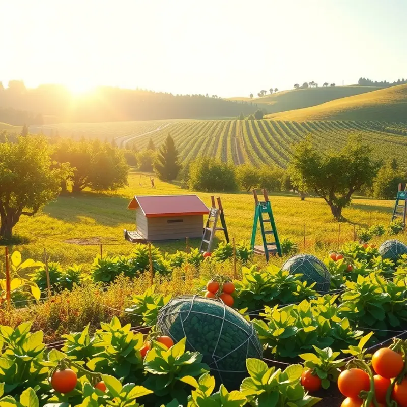 A serene sunlit orchard featuring lush greenery and vibrant produce, highlighting the beauty of natural ingredients.