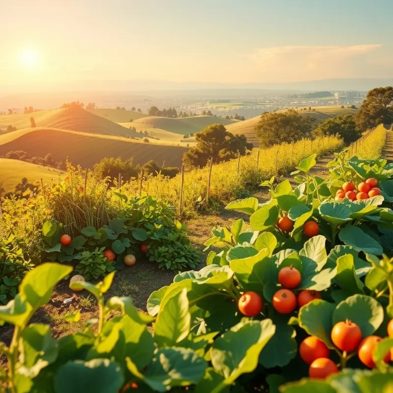 A vibrant sunlit orchard showcasing fresh, organic produce.