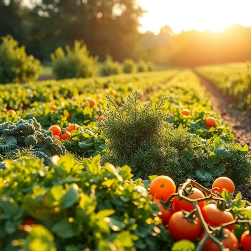 A vibrant field filled with fresh vegetables.