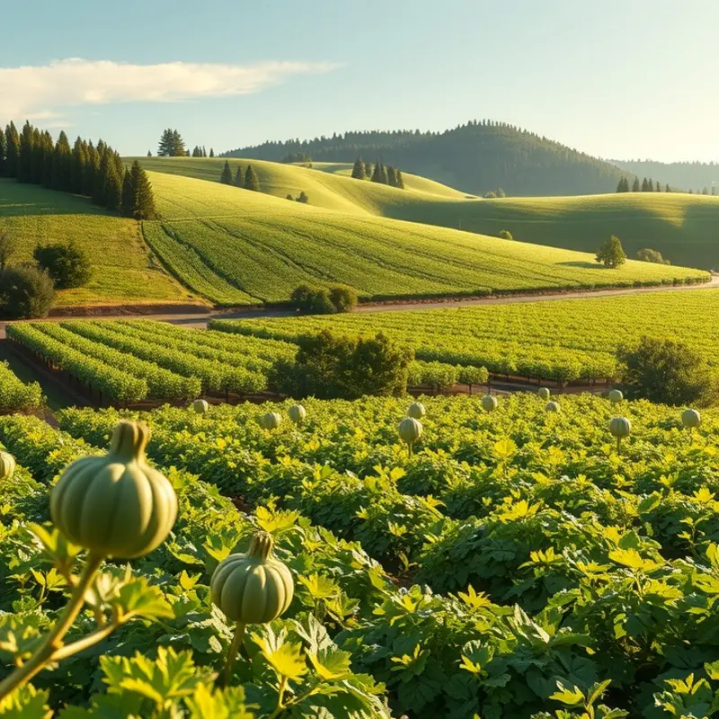 A vibrant sunlit field showcasing healthy organic produce.
