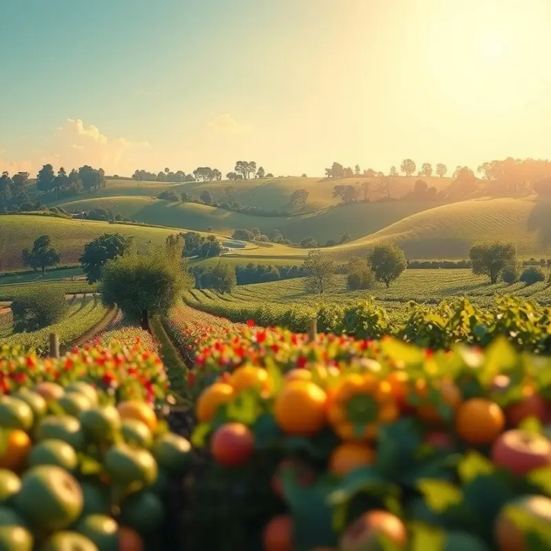 A serene sunlit field representing freshness and abundance.