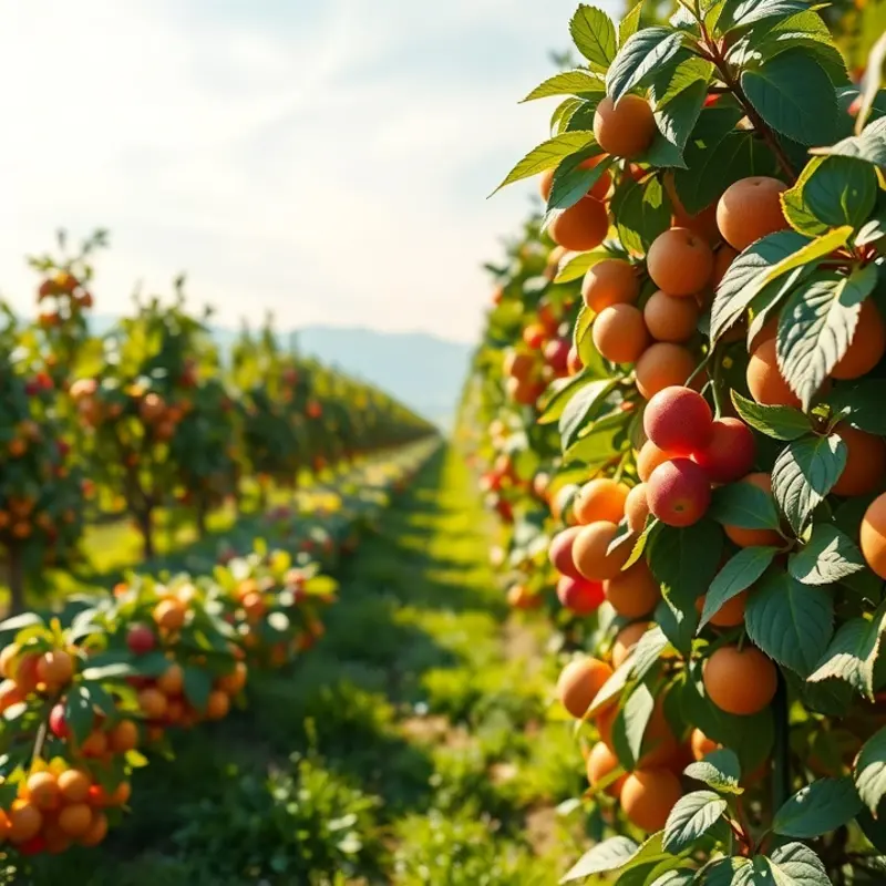 A sunlit field showcasing vibrant organic produce.