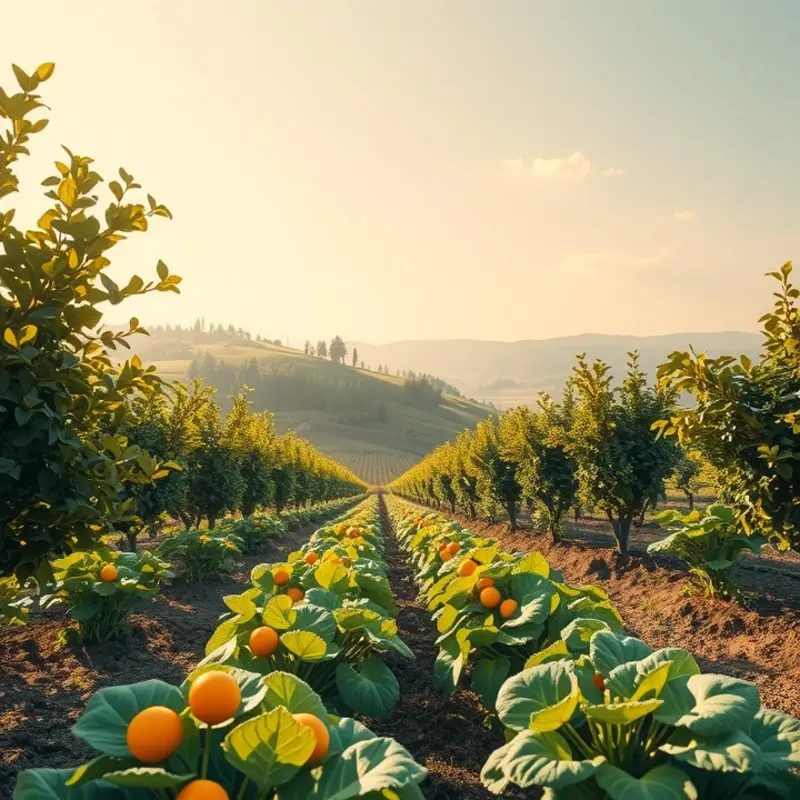 A vibrant sunlit field showcasing the beauty of organic produce.