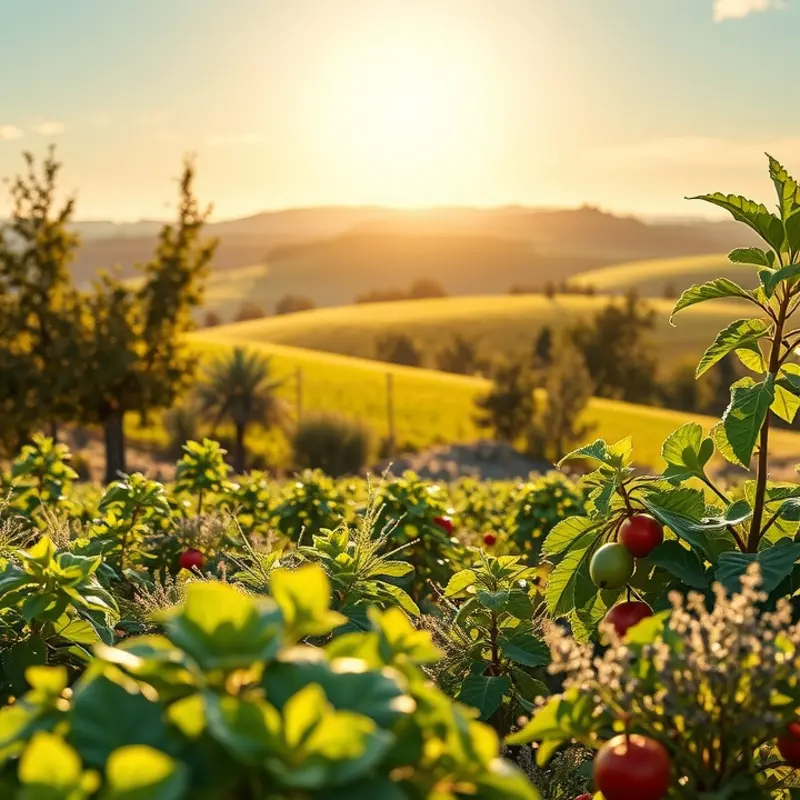 A sunlit field showcasing vibrant organic produce.