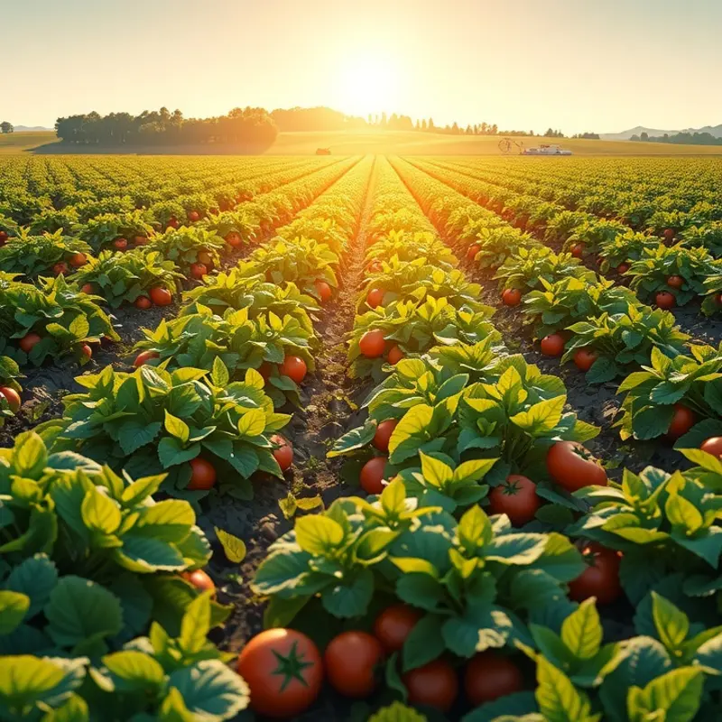 A vibrant field abundant with organic fruits and vegetables, symbolizing the essence of mindful eating.