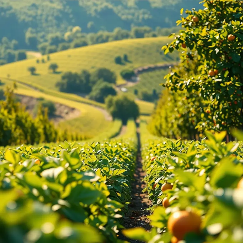 A lush field showcasing vibrant, organic produce under the warm sunlight.
