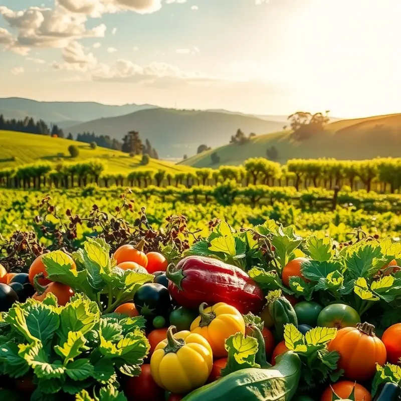 Vibrant organic produce growing under the sun.