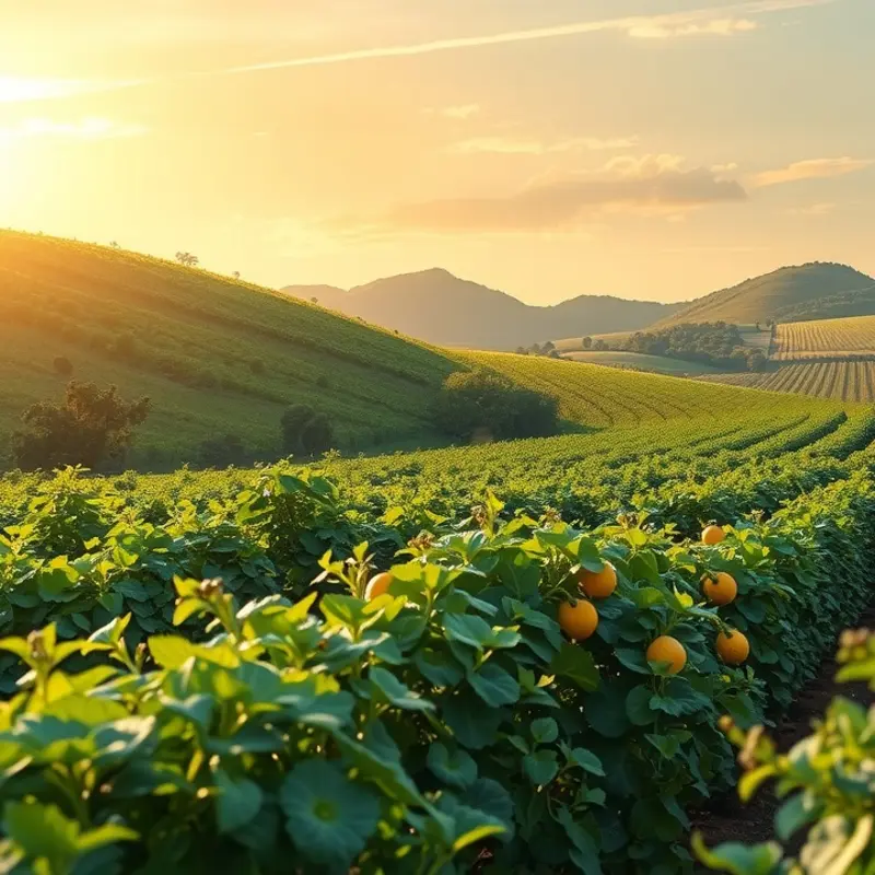 A serene landscape representing the essence of sustainability and organic living.