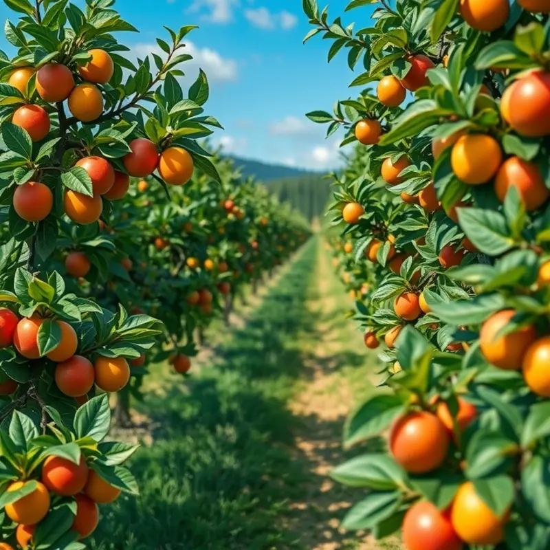 A vibrant sunlit field showcasing organic produce in harmony with nature.