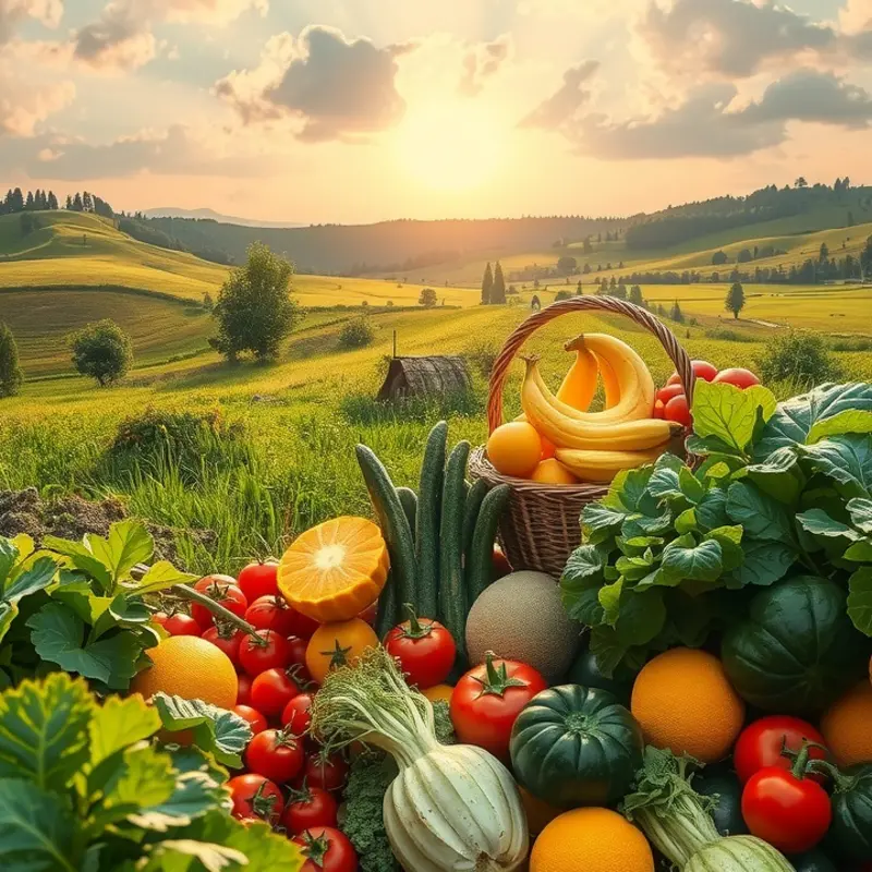 A vibrant field showcasing a variety of produce, highlighting the cultural significance of vegetables.