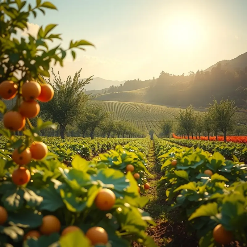 A sunlit field showcasing the natural abundance of fresh produce.