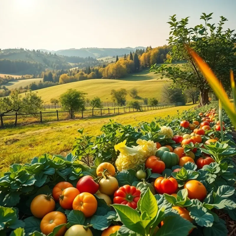 A vibrant assortment of tropical fruits thriving in a sunlit orchard.