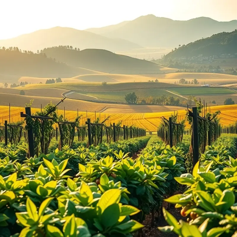 A sunlit orchard showcasing vibrant fruits and vegetables symbolizes nutrient-rich food sources.