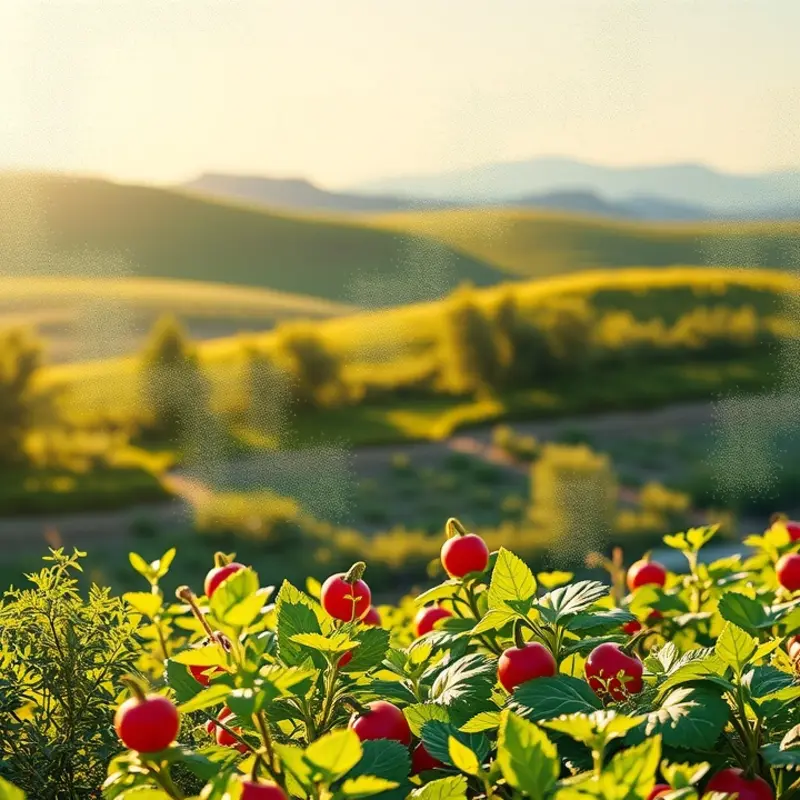A scenic landscape showcasing the richness of organic produce.