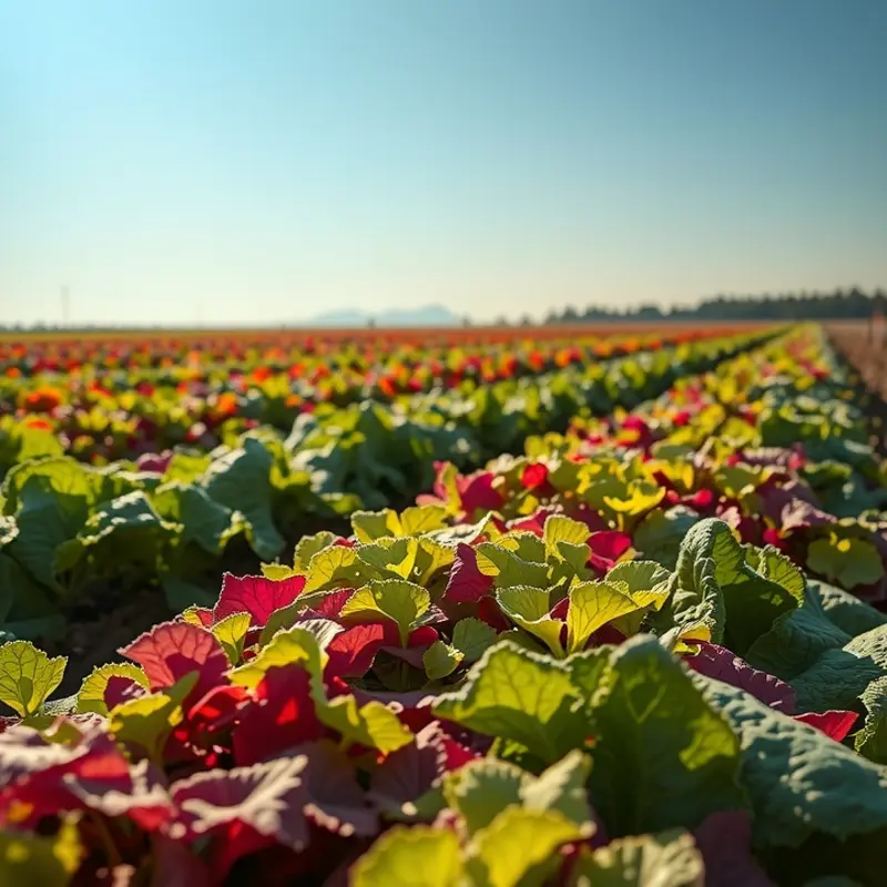 A sunlit field showcasing vibrant organic produce.