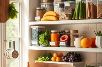 A beautiful sunlit orchard with colorful fruits and vegetables growing abundantly in a lush green setting.