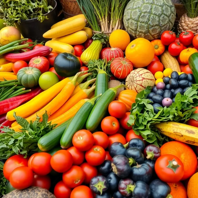A sunlit organic garden filled with vibrant produce, representing the freshness in baking.