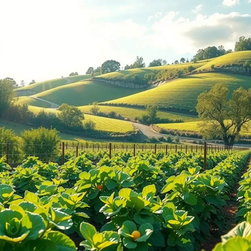 A sunlit field showcasing vibrant vegetables and fruits, symbolizing healthy meal choices.
