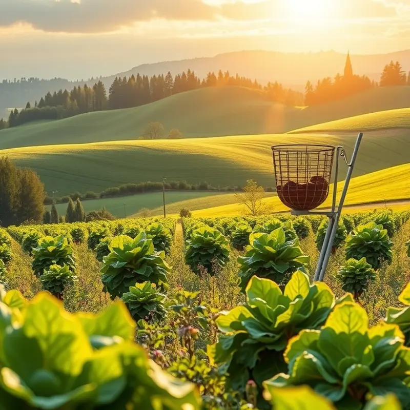 A sunlit field showcasing the vibrant abundance of fresh vegetables and fruits.