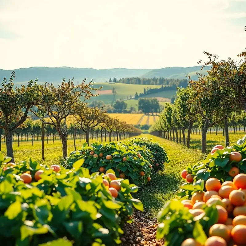 A sunlit field brimming with vibrant produce, symbolizing freshness for wrap fillings.