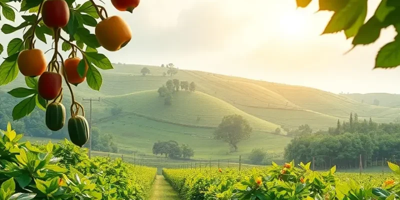 A picturesque landscape showcasing the richness of healthy produce, emphasizing the importance of nutrition in energy sustainability.