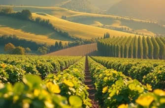 A vibrant orchard where vegetables and fruits grow under soft sunlight.