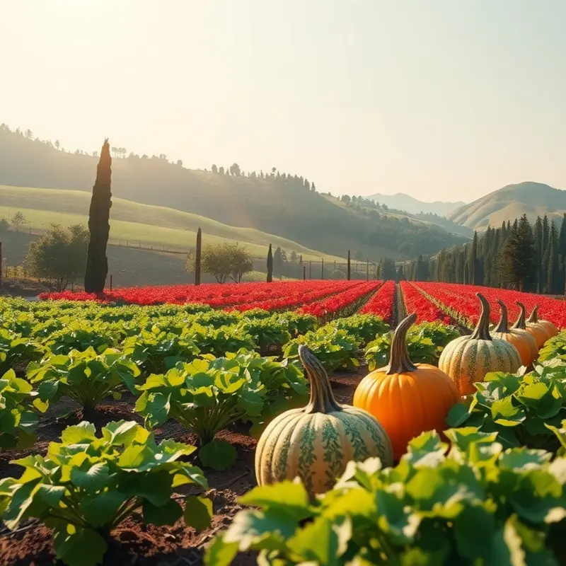 A scenic landscape showcasing the richness of organic produce.