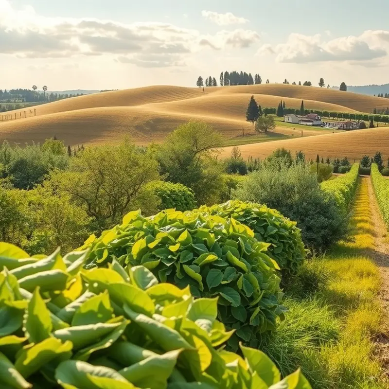 A natural landscape filled with vibrant fruits and vegetables, symbolizing the benefits of whole foods for hormonal balance.