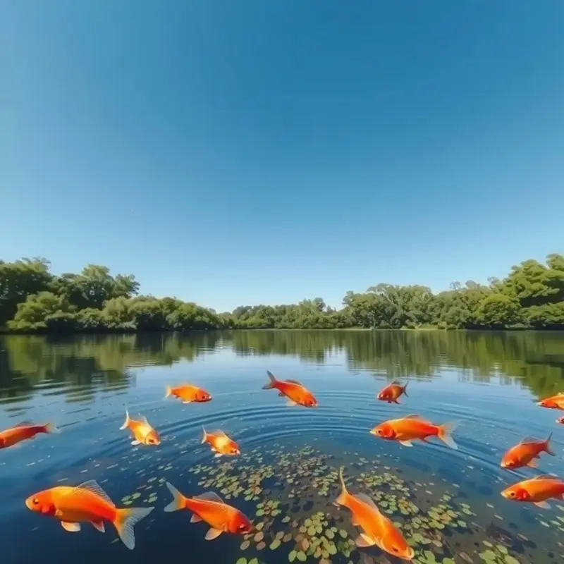 A tranquil lake environment showcasing the natural habitat of wild fish.