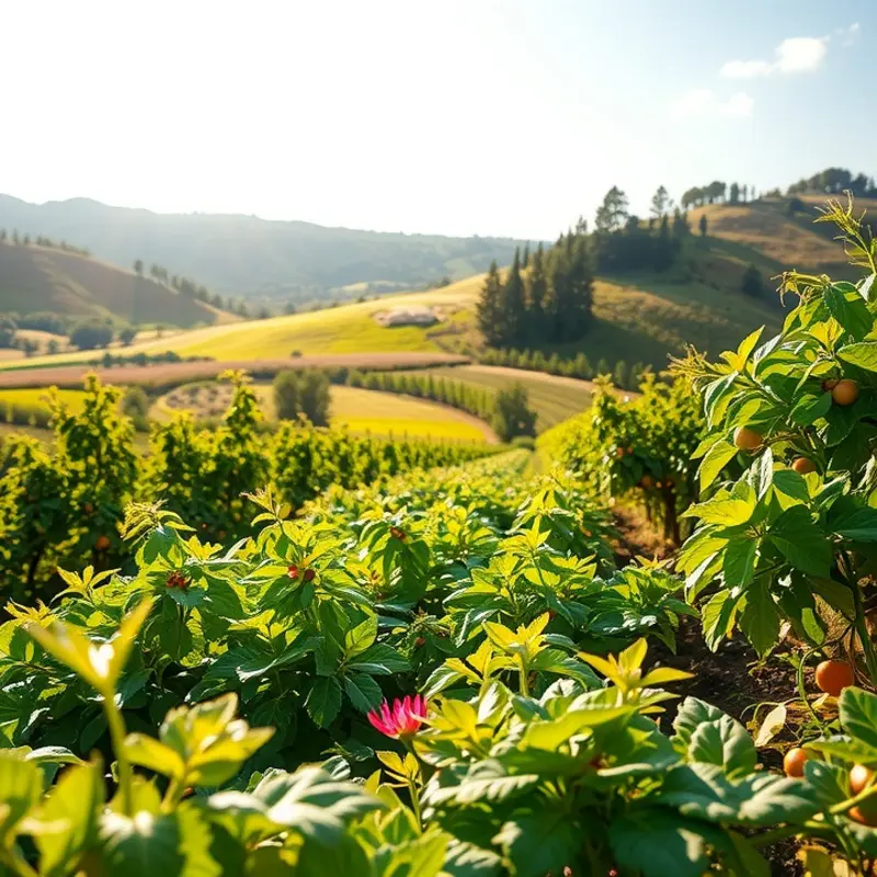 A vibrant landscape highlighting the richness of nature, reflecting the organic essence of yerba mate.