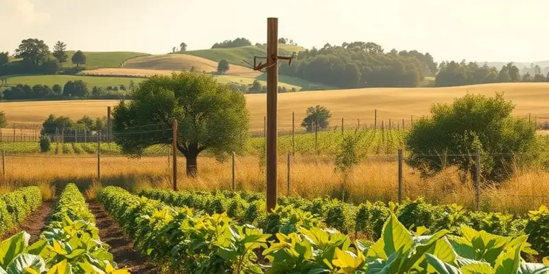 Scenic landscape filled with vibrant vegetables and fruits, illustrating natural health.