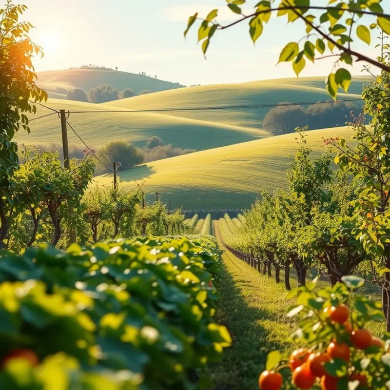 A vivid landscape showcasing fresh, organic produce.
