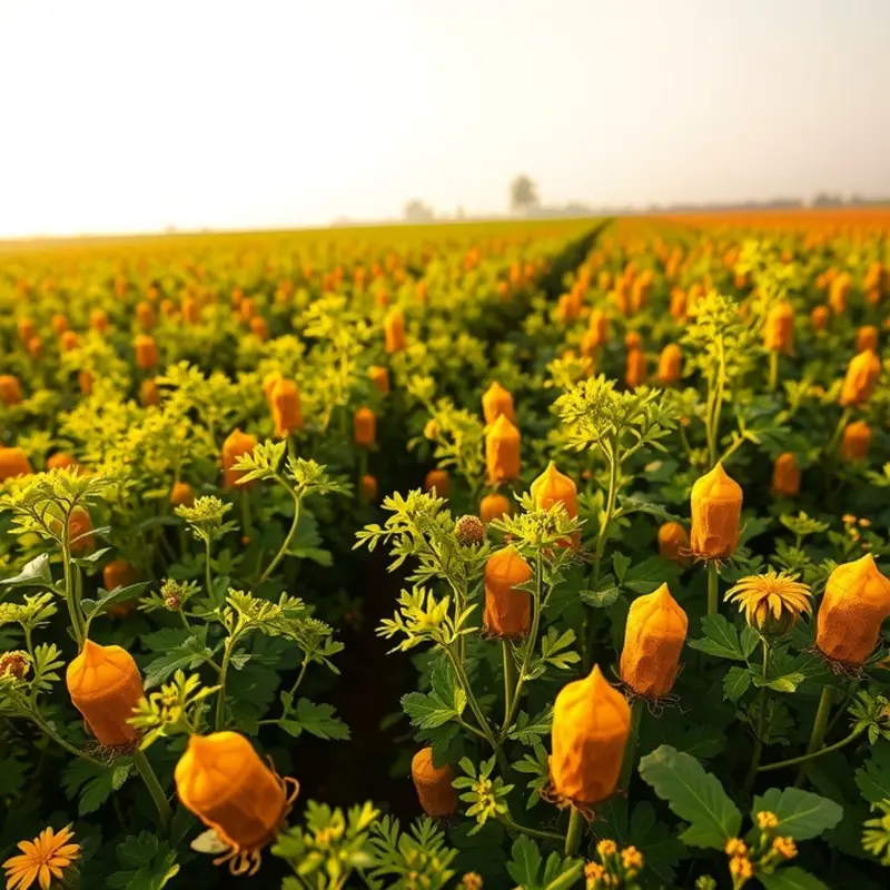 A sunlit field of spices, showcasing the origins of aromatic flavors.