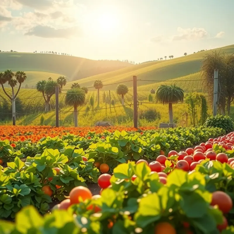 A sunlit orchard filled with vibrant, natural foods, symbolizing an understanding of nutrition.