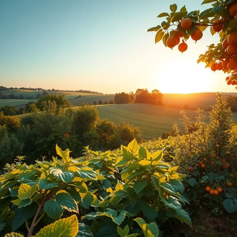 A sunlit field showcasing the abundance of organic produce.