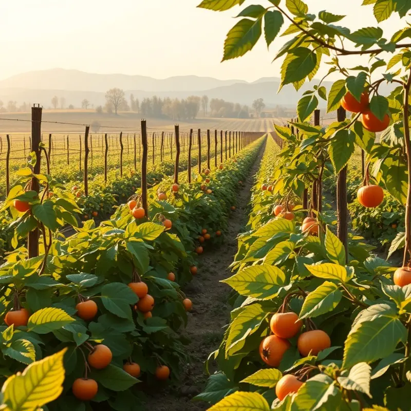 A vibrant sunlit field showcasing the abundance of organic produce.