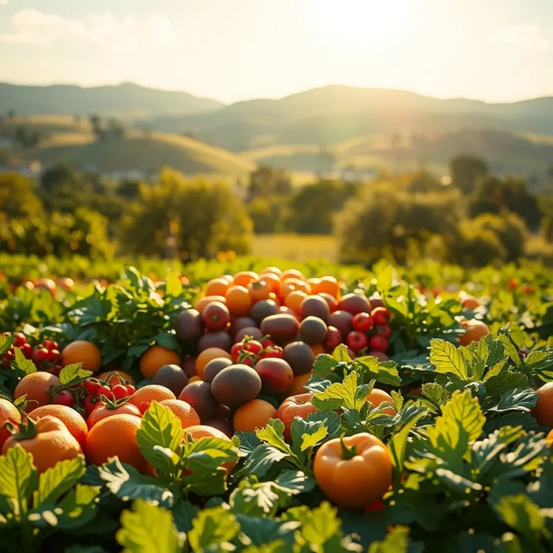 A beautiful sunlit orchard brimming with fresh produce.