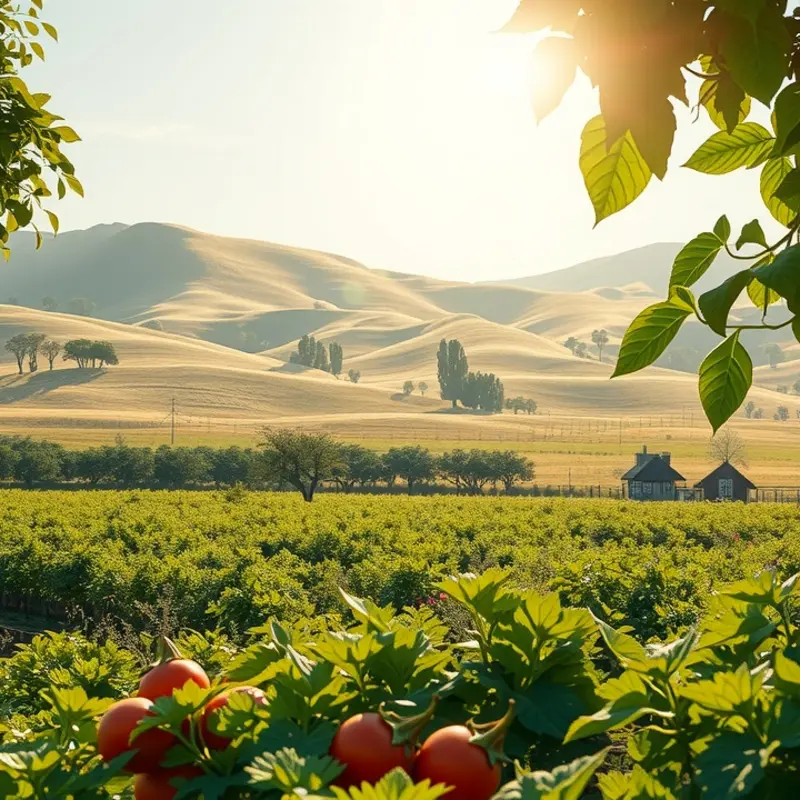 A sunlit orchard filled with vibrant, natural foods, symbolizing an understanding of nutrition.